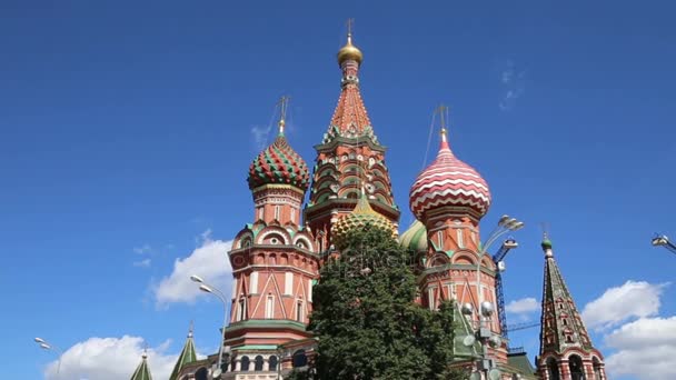 聖バジル大聖堂 (寺院のバジル祝福)、赤の広場、モスクワ、ロシア — ストック動画