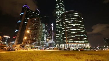 gökdelenler Uluslararası İş Merkezi (şehir) gece, moscow, Rusya Federasyonu 