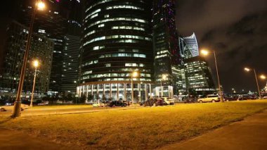 gökdelenler Uluslararası İş Merkezi (şehir) gece, moscow, Rusya Federasyonu 