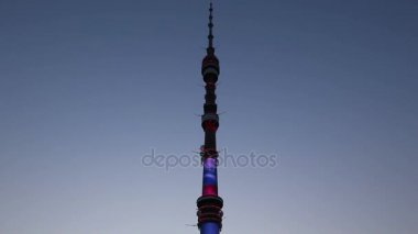 Televizyon (Ostankino) Kulesi gece, Moskova, Rusya Federasyonu