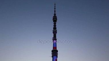 Televizyon (Ostankino) Kulesi gece, Moskova, Rusya Federasyonu