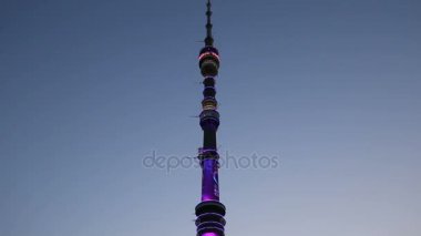 Televizyon (Ostankino) Kulesi gece, Moskova, Rusya Federasyonu