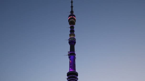 Башня телевидения (Останкино) на Ночь, Москва, Россия — стоковое видео