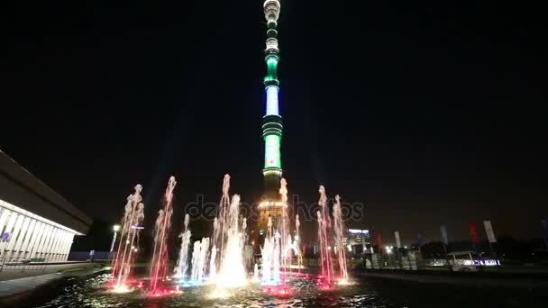 Torre de la televisión (Ostankino) en la noche, Moscú, Rusia — Vídeos de Stock