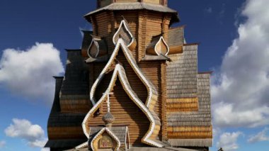 Aziz Nikolaos Kilisesi Izmailovsky Kremlin (Izmailovo Kremlin), Moskova, Rusya. Rus ahşap mimari geleneklerini inşa yeni kilise 