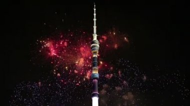 Havai fişek üzerinden televizyon (Ostankino) Kulesi, Moskova, Rusya Federasyonu 