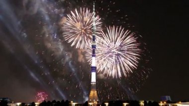 Havai fişek üzerinden televizyon (Ostankino) Kulesi, Moskova, Rusya Federasyonu 