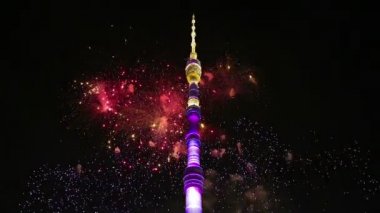 Havai fişek üzerinden televizyon (Ostankino) Kulesi, Moskova, Rusya Federasyonu 
