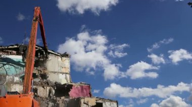 yıkım eski ev. Moscow, Rusya Federasyonu 