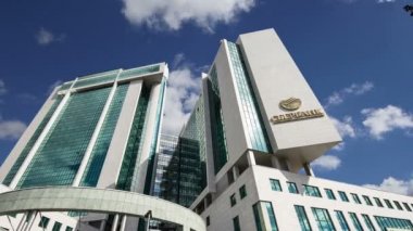 Moskova, Rusya - Mayıs, 22 2017: Moskova, Rusya Sberbank merkez ofisi. Merkez Merkez 