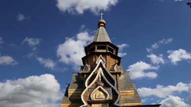 Aziz Nikolaos Kilisesi Izmailovsky Kremlin (Izmailovo Kremlin), Moskova, Rusya. Rus ahşap mimari geleneklerini inşa yeni kilise 