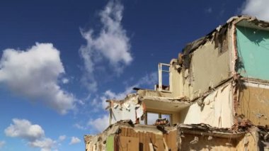 yıkım eski ev. Moscow, Rusya Federasyonu 