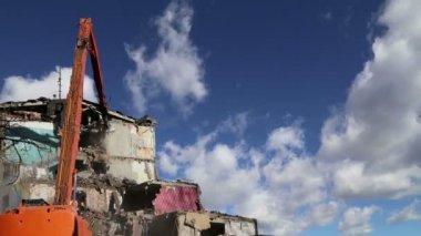 yıkım eski ev. Moscow, Rusya Federasyonu 