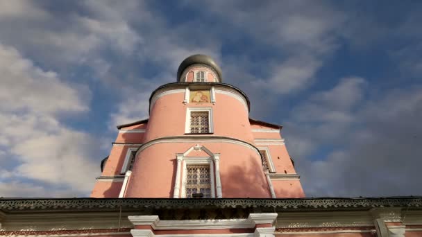 Monasterio Donskoy. Las iglesias rusas medievales en el territorio-monasterio se estableció en 1591 y solía ser una fortaleza. Moscú, Rusia — Vídeos de Stock