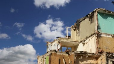 yıkım eski ev. Moscow, Rusya Federasyonu 