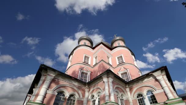 Donskoj-Kloster. mittelalterliche russische Kirchen auf dem Territorium - das Kloster wurde 1591 gegründet und war eine Festung. Moskau, Russland — Stockvideo