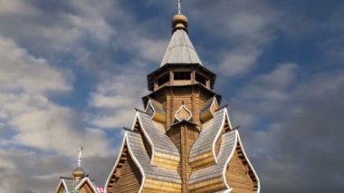 Aziz Nikolaos Kilisesi Izmailovsky Kremlin (Izmailovo Kremlin), Moskova, Rusya. Rus ahşap mimari geleneklerini inşa yeni kilise 