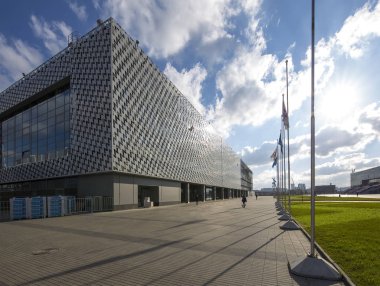 Olimpiyat merkezi için senkronize yüzme efsaneler Park (yazılı içinde Rus), Moskova, Rusya Federasyonu 