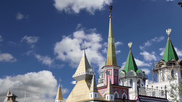 イズマイロフ スキーのクレムリン イズマイロボのクレムリン モスクワ ロシアでは美術館 レストラン 見本市 その他の見どころなどを含む 最もカラフルで興味深い街のランドマークの一つ — ストック動画