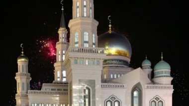 Moskova katedral cami ve havai fişek, Rusya - Moskova, yeni landmark ana Camii 