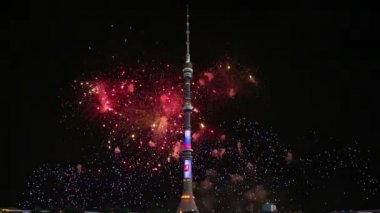 Havai fişek üzerinden televizyon (Ostankino) Kulesi, Moskova, Rusya Federasyonu 
