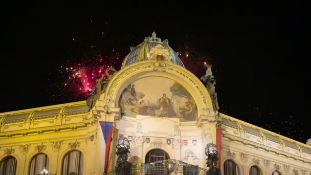 Vista Sobre Casa Municipal 1912 Estilo Art Nouveau Fogos Artifício — Vídeo de Stock