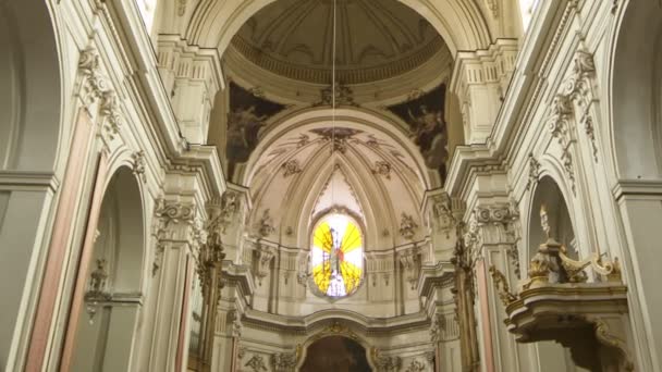 Interior Igreja Católica Cidade Catania Sicília Sul Itália Arquitetura Barroca — Vídeo de Stock