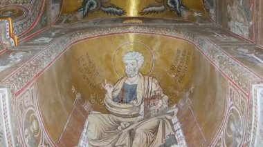 Monreale, iç katedral bazilika olduğu Roma Katolik Kilisesi, Sicilya, Güney İtalya (Ken burns efekti) 