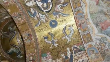 İç in Aziz Meryem Kilisesi, Palermo, Sicilya, İtalya (Ken burns efekti) 