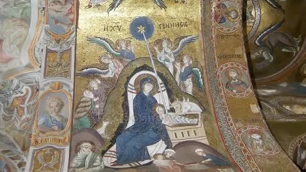 Het Interieur Van Kerk Van Mary Palermo Sicilië Italië Ken — Stockvideo