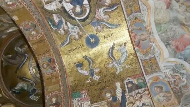 教堂的内部玛丽 巴勒莫 西西里 意大利 肯烧伤作用 — 图库视频影像