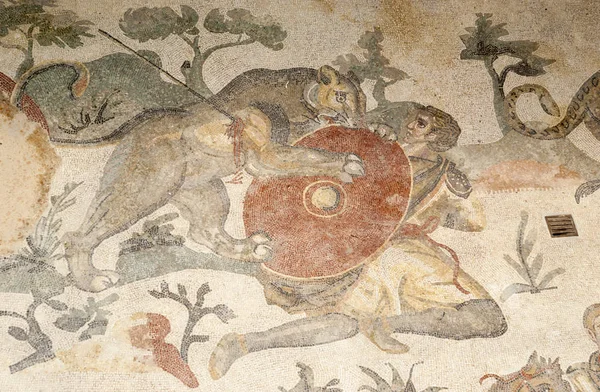 Sycylia Włochy Maja 2011 Mozaika Fragment Roman Villa Romana Del — Zdjęcie stockowe
