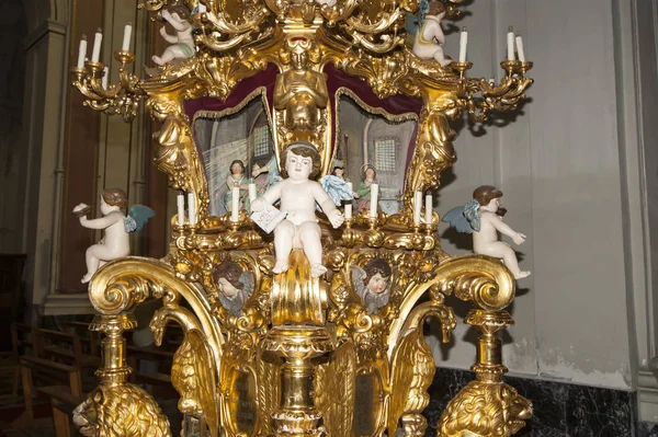 Belső Tér Katolikus Egyház Catania Városa Szicília Olaszország Barokk Építészet — Stock Fotó