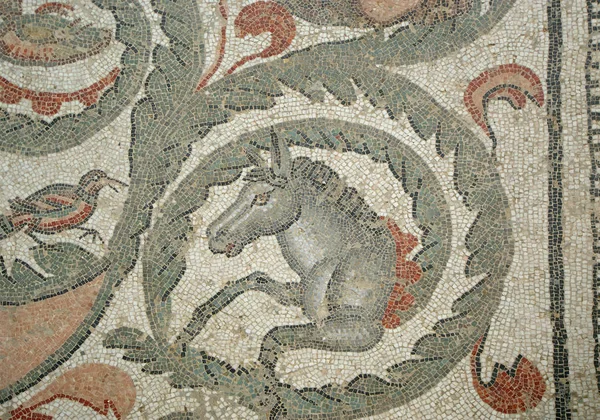 Mosaic fragment Romeinse Villa Romana del Casale, Sicilië. UNESCO Wo — Stockfoto