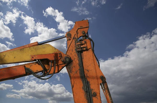 Construction Machinery High Heavy Construction Machinery Sky Clouds — Stock Photo, Image