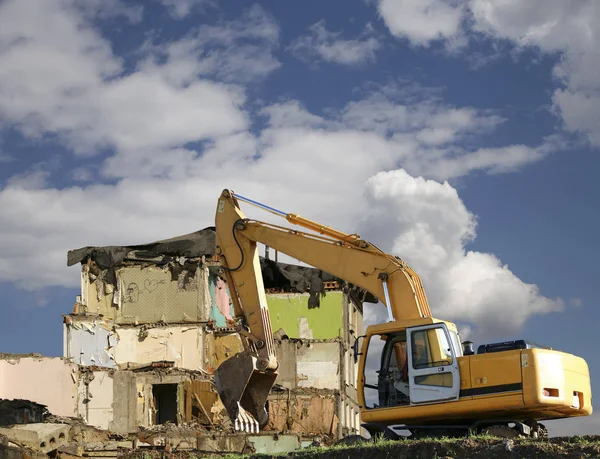 Demolition Old House Sky Clouds Moscow Russia Stock Photo