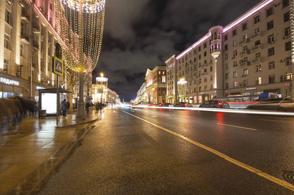 Moskva Rusko Ledna 2018 Vánoce Nový Rok Svátků Iluminaci Provoz — Stock fotografie