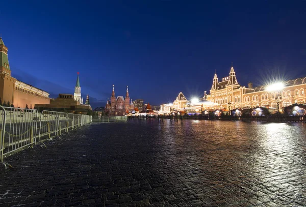 Natale Capodanno Vacanze Illuminazione Notte Piazza Rossa Mosca Russia — Foto Stock