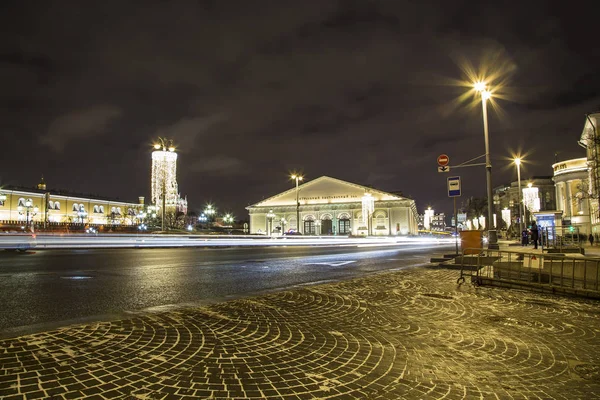 Natal Ano Novo Iluminação Feriados Manege Square Noite Moscou Rússia — Fotografia de Stock