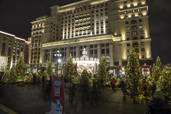 Moscou Russie Janvier 2018 Illumination Des Fêtes Noël Nouvel Hôtel — Photo