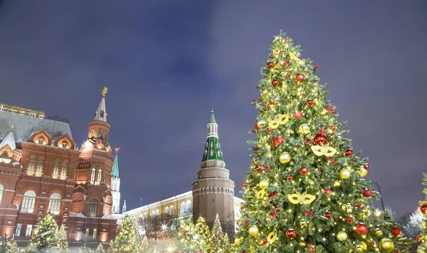 Christmas New Year Holidays Illumination Night Kremlin Moscow Russia — Stock Photo, Image