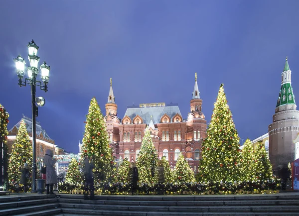 Moskou Rusland Januari 2018 Kerstmis Nieuwjaars Vakantie Verlichting State Historical — Stockfoto