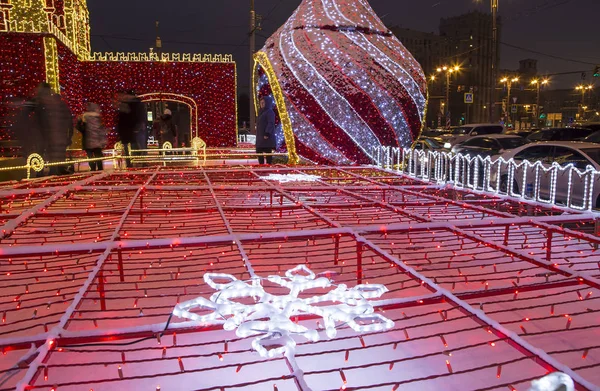 Moscow Rússia Janeiro 2018 Natal Feriados Ano Novo Decoração Área — Fotografia de Stock