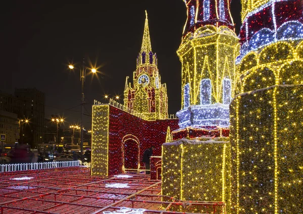 Moscú Rusia Enero 2018 Navidad Vacaciones Año Nuevo Decoración Área — Foto de Stock