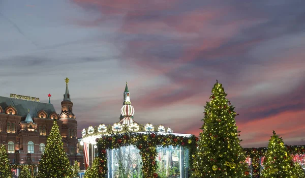 Boże Narodzenie Nowy Rok Wakacje Oświetlenie Nocy Kremla Moskwie Rosja — Zdjęcie stockowe