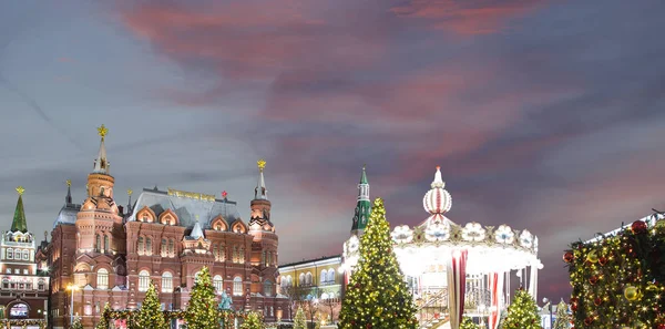 Navidad Año Nuevo Iluminación Por Noche Kremlin Moscú Rusia — Foto de Stock