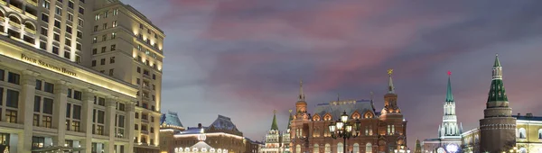 Christmas and New Year holidays illumination at night, Kremlin in Moscow, Russia.