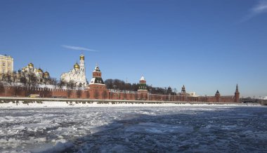 Moskova Nehri ve Kremlin, Moskova, Rusya - Moskova'nın en popüler görünümü görünümü