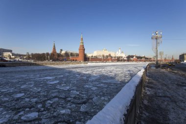 Moskova Nehri ve Kremlin, Moskova, Rusya - Moskova'nın en popüler görünümü görünümü