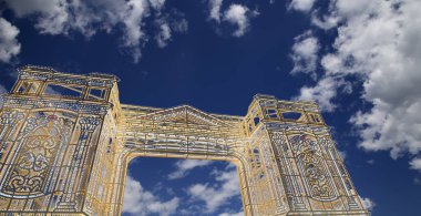 Noel ve yeni yıl tatilleri aydınlatma Moskova şehir merkezinde (gece), Rusya Federasyonu 